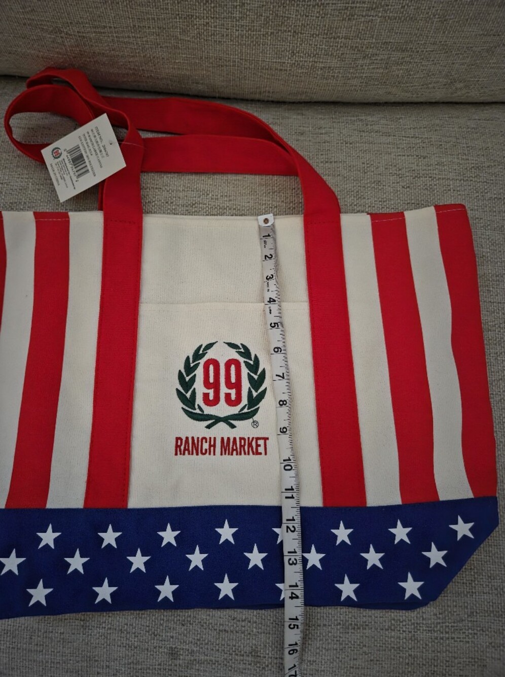 99 Ranch Market Large+ Mini Stars & Stripes Tote Set Of 2 - Picture 5 of 14